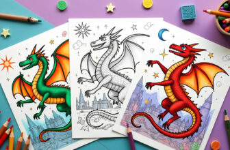 Child solving dragon wing maze while coloring printable Dragon Coloring Pages