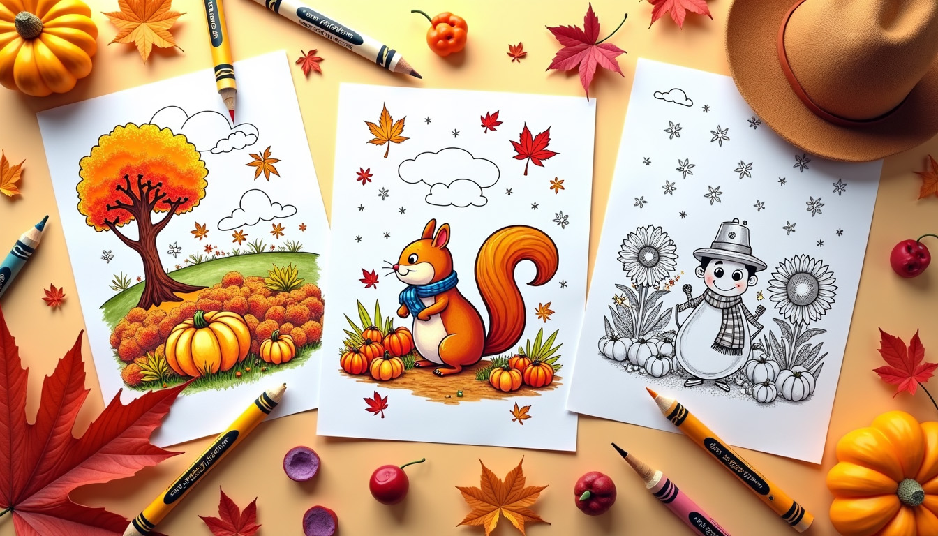 Child coloring detailed leaf vein patterns on printable Fall Coloring Pages