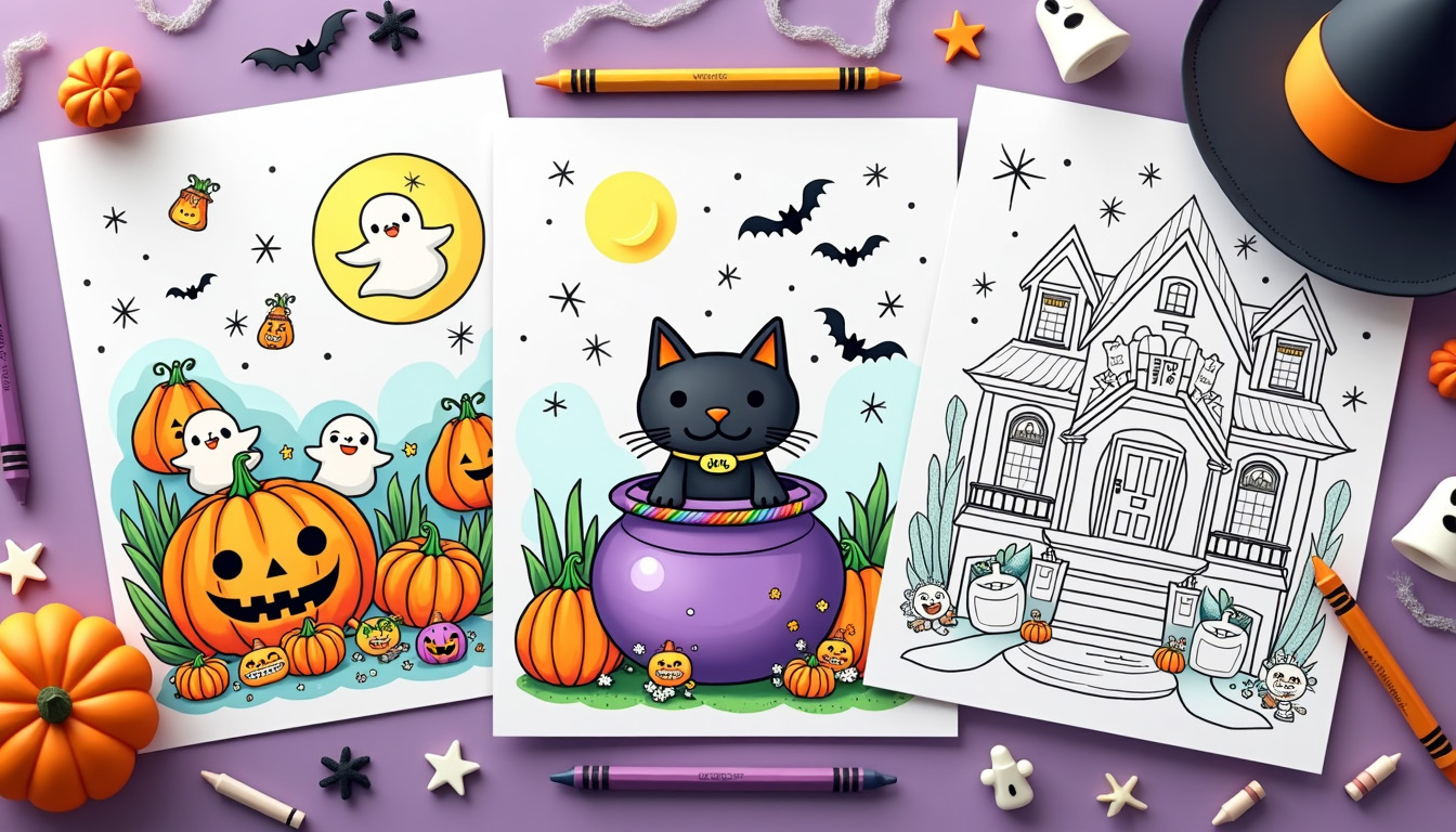 free halloween coloring pages fine motor skills Child detailing spiderweb patterns on printable Halloween Coloring Pages
