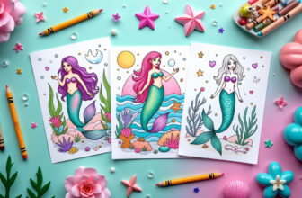 Child creating ocean gradients on mermaid tail with printable Mermaid Coloring Pages