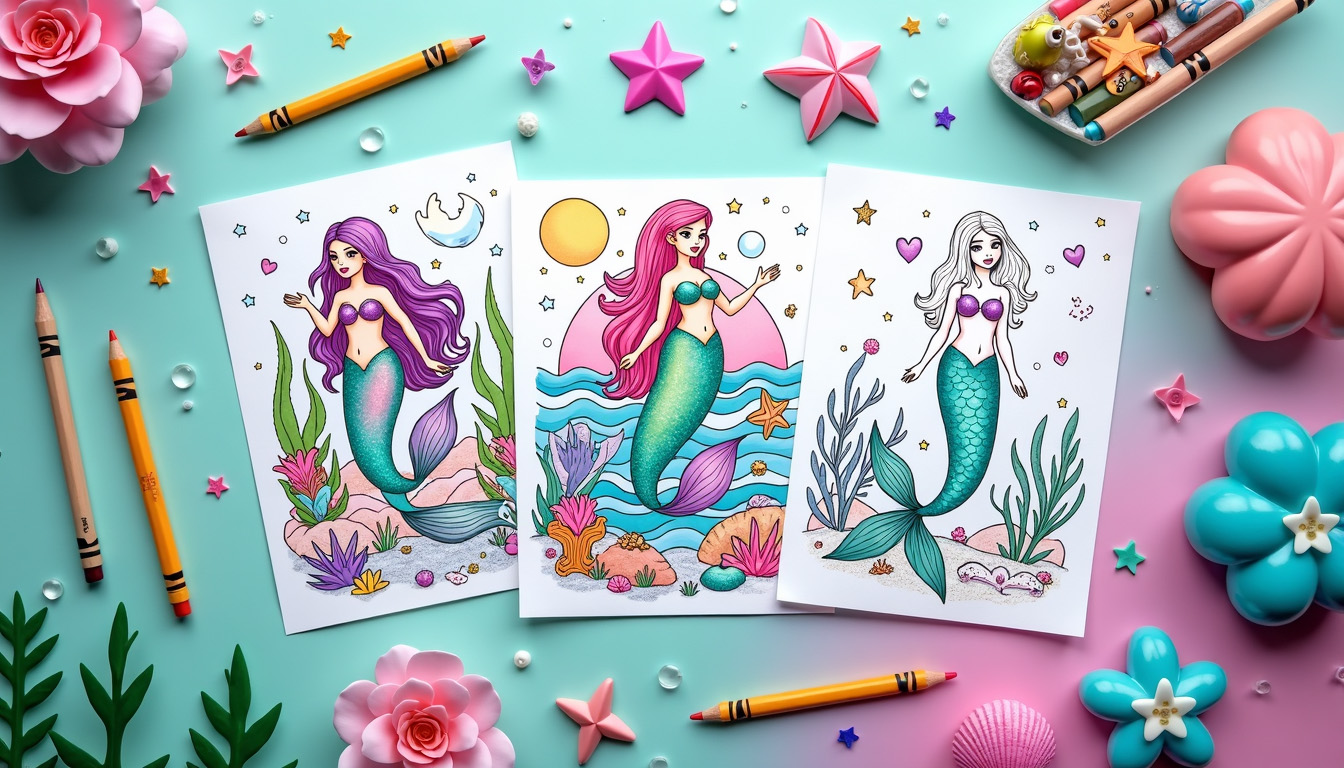 free mermaid coloring pages marine education Child creating ocean gradients on mermaid tail with printable Mermaid Coloring Pages