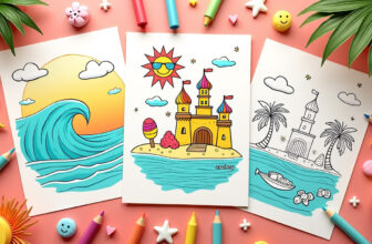 Child blending sunset colors while learning outdoor education with Summer Coloring Pages