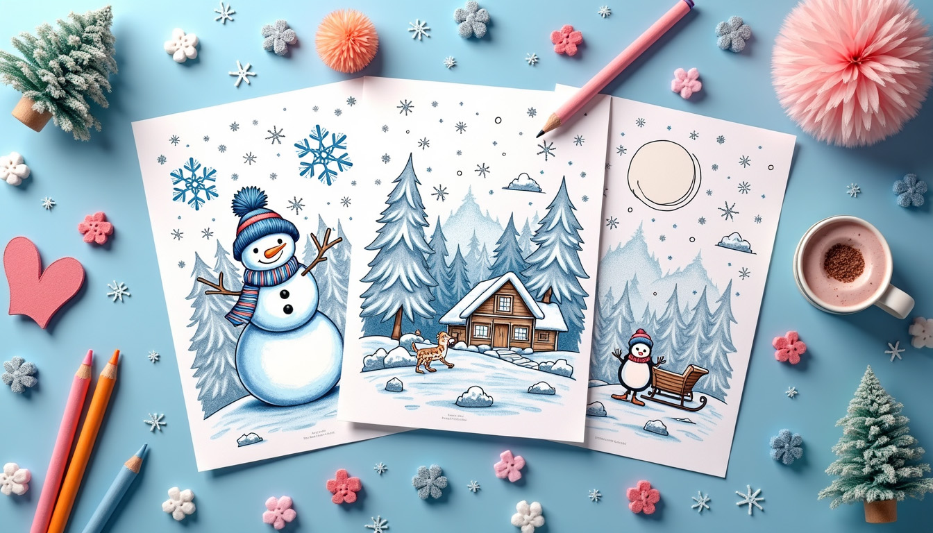 free winter coloring pages symmetry practice Child coloring symmetrical snowflake patterns while learning meteorology with Winter Coloring Pages