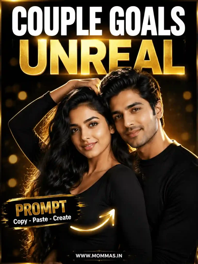 couple goals unreal premium ai prompt Premium black and gold couple portrait for Couple Goals Unreal AI prompt