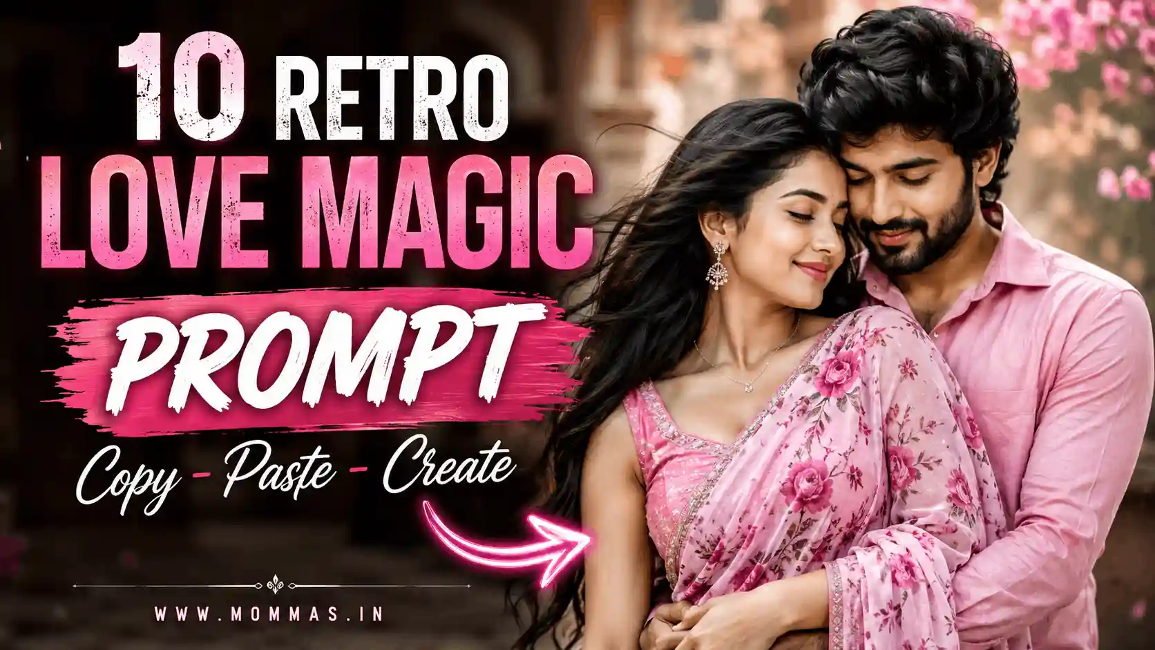 Romantic retro couple portrait created with Gemini AI photo prompt
