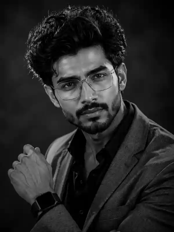 gemini prompt for men black and white studio portrait 10.webp Black and white studio portrait man created using gemini prompt for men