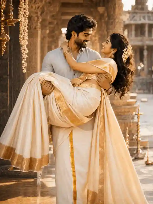 gemini romantic couple photo prompt temple traditional love 4.webp Romantic couple traditional temple pose created using gemini romantic couple photo prompt
