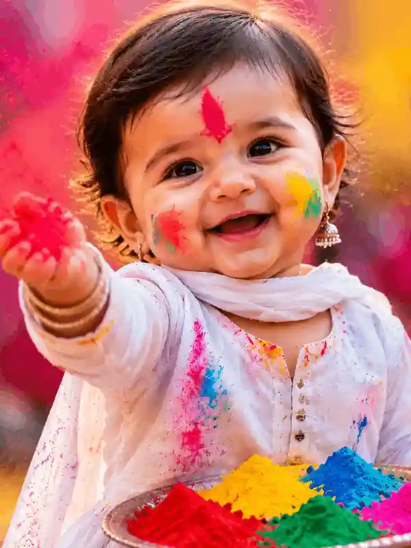 holi ai photo editing prompt baby closeup color smile 2.webp Close-up baby portrait with Holi colors created using holi ai photo editing prompt