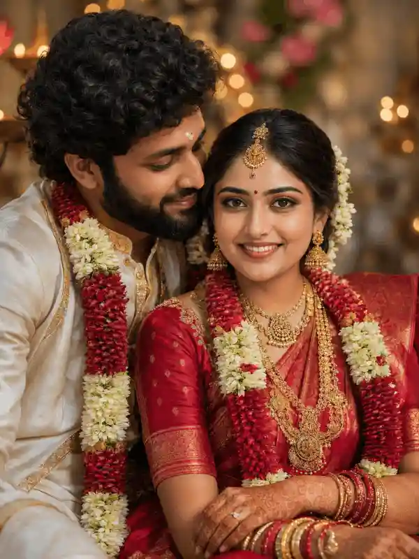 indian wedding couple prompts close up emotional smile 5.webp Indian wedding couple prompts emotional close-up smiling couple