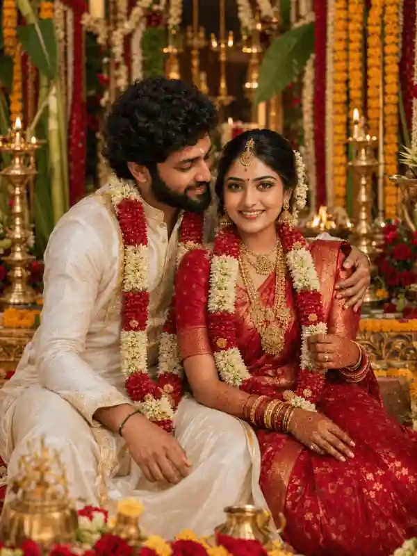indian wedding couple prompts wedding ritual blessing 6.webp Indian wedding couple prompts ritual blessing ceremony portrait