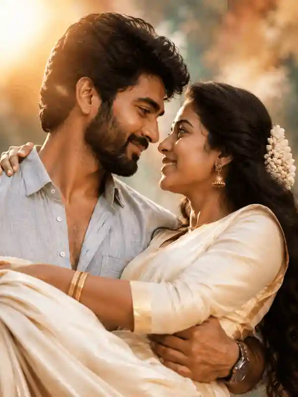 Jasmine hair South Indian bridal couple AI image prompt