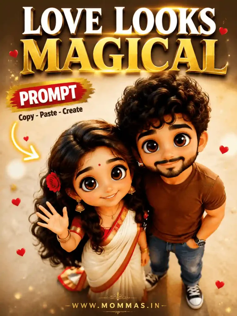 love looks magical couple cartoon ai prompt Cute cartoon couple in Love Looks Magical AI prompt design