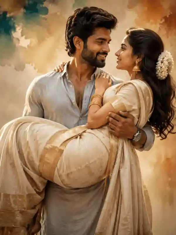 Modern South Indian gentleman and bride romantic AI prompt