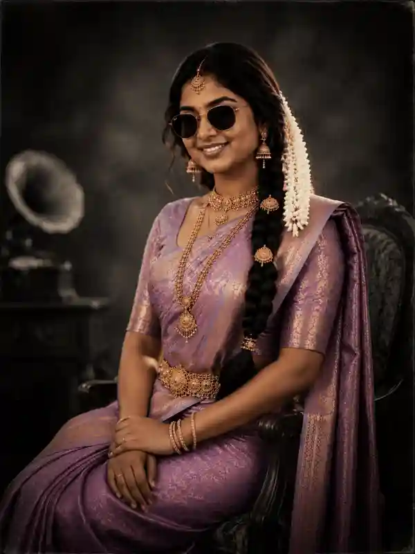 prompt for gemini ai girlfriend saree heritage walk portrait 8.webp Girl walking in lavender saree in temple corridor created using prompt for gemini ai girlfriend