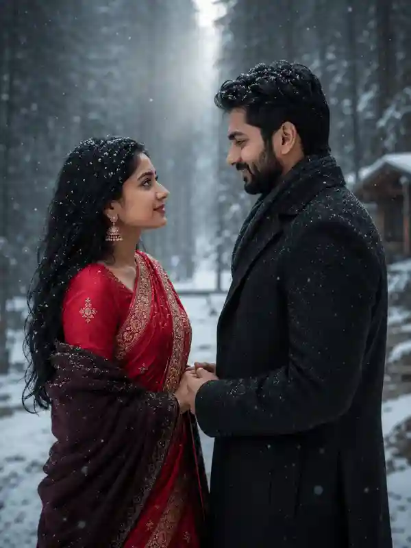 romantic couple ai prompt copy paste snow cabin embrace 9.webp Romantic couple ai prompt copy and paste cabin snowfall embrace