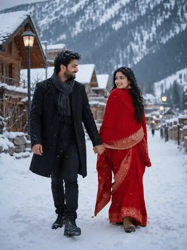 romantic couple ai prompt copy paste winter walk village 5.webp Romantic couple ai prompt copy and paste winter village walk scene