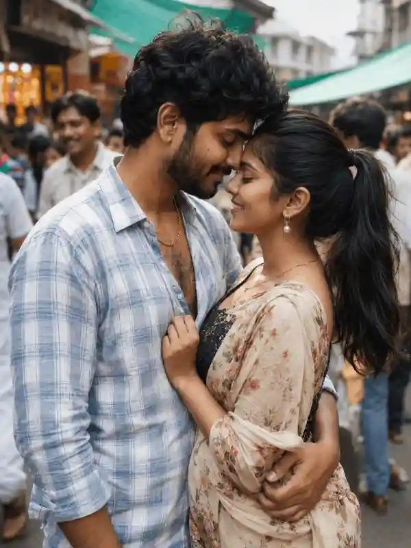 street photography couple prompt.webp Street photography romantic South Asian couple in outdoor market