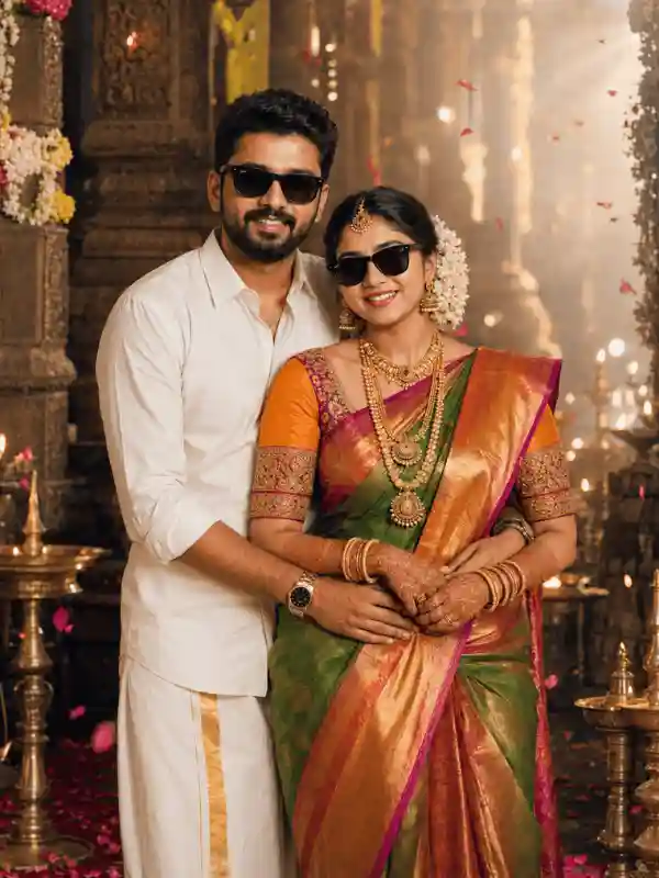 traditional wedding prompt for gemini walking couple ritual.webp Couple walking together during traditional wedding rituals created with traditional wedding prompt for gemini
