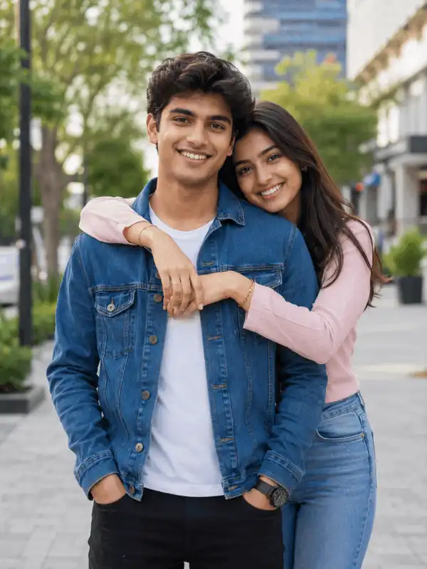 brother sister prompt joyful back hug.webp Brother sister prompt showing a joyful sibling back-hug portrait outdoors