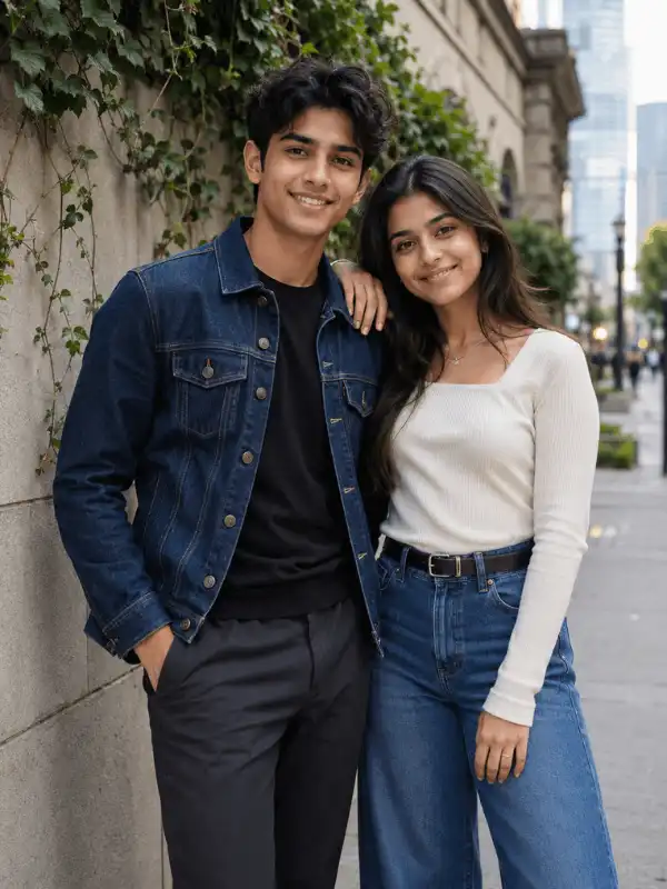 brother sister prompt stylish street portrait.webp Stylish brother sister prompt for a modern urban street portrait