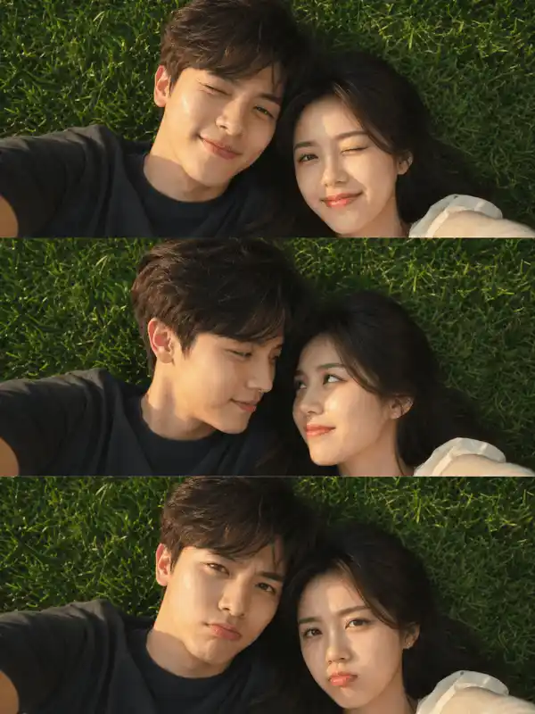 Soft smile couple collage made with ChatGPT photo editing prompts for couple photos