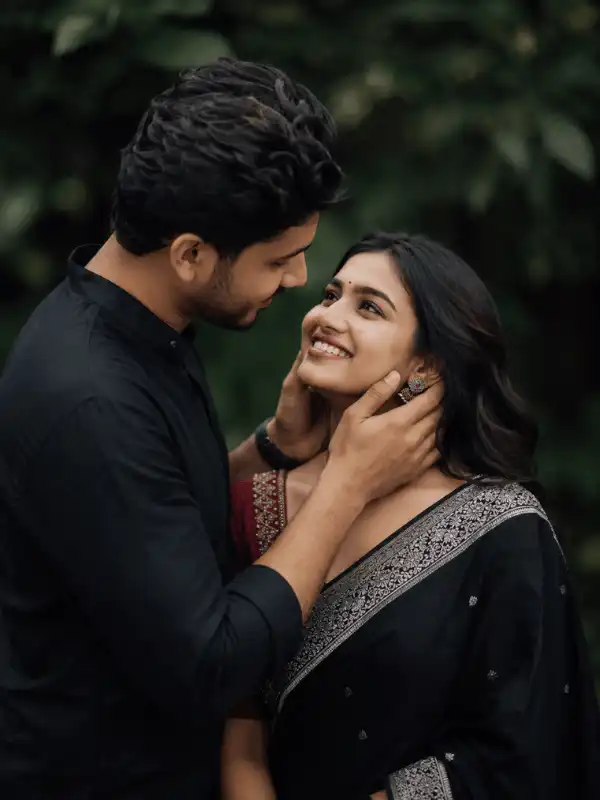 Magazine-style romantic couple portrait for gemini couple romantic prompt instagram