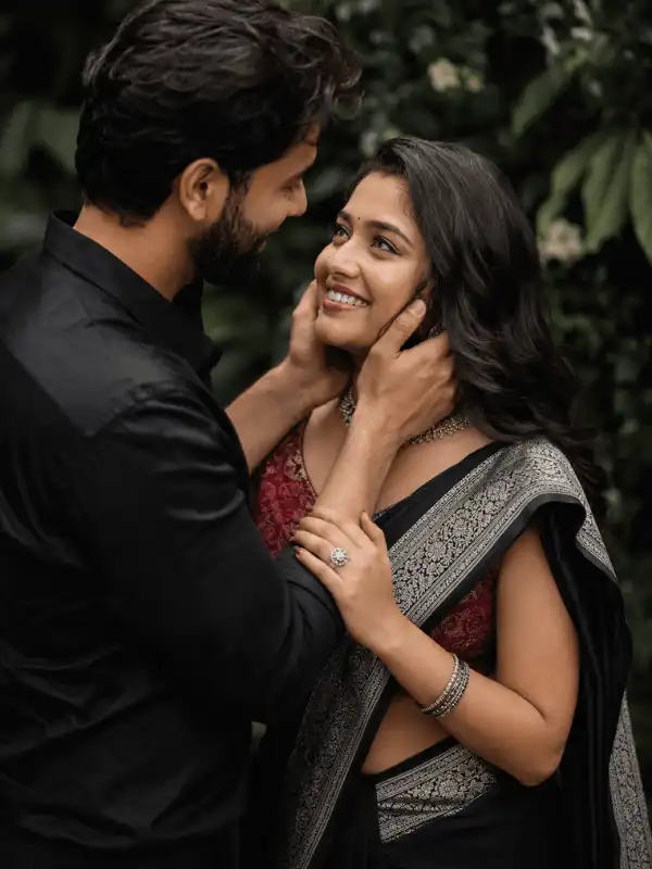 Luxury pre-wedding style couple portrait for gemini couple romantic prompt instagram