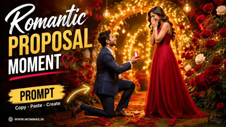 happy propose day ai photo editing.webp Happy Propose Day AI photo editing scene of a man proposing to a woman in a romantic rose garden.