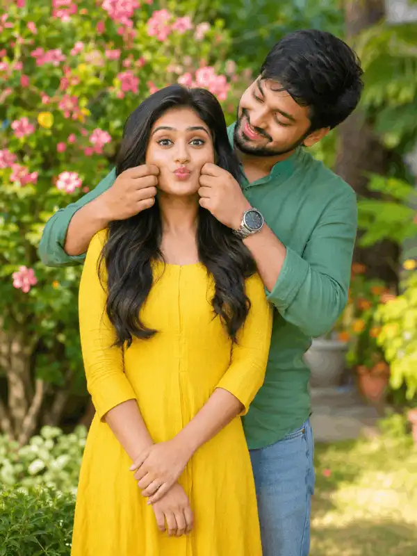 indian couple prompt for gemini ai free fun daylight portrait.webp Fun Indian couple prompt for Gemini AI free with bright daylight and a playful pose
