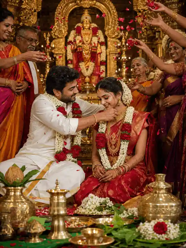Tamil wedding ritual detail portrait with indian couple wedding prompt for gemini ai free