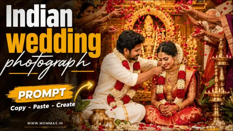 indian wedding gemini prompts sacred thaali moments.webp Indian wedding Gemini prompts featuring a Tamil bride and groom during the sacred thaali ceremony