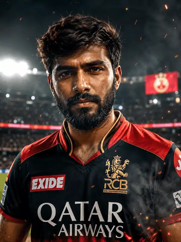 Close-up RCB fan portrait using rcb prompt for gemini