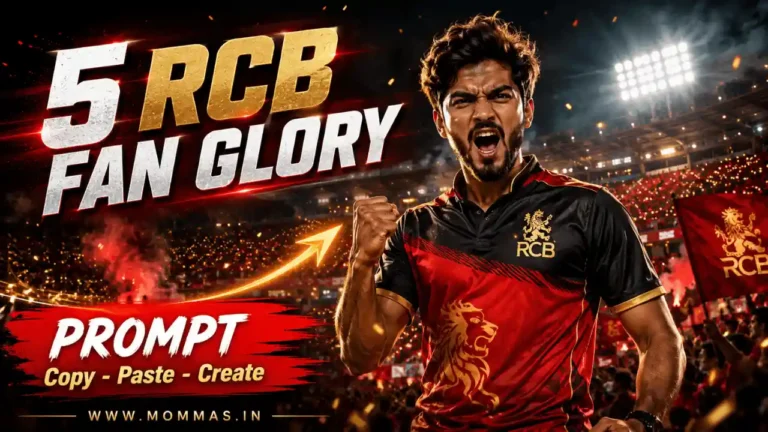 rcb prompt for gemini fan poster.webp Photorealistic RCB fan sports poster created with an rcb prompt for gemini