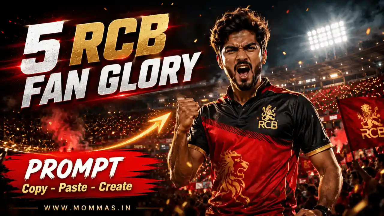 Photorealistic RCB fan sports poster created with an rcb prompt for gemini