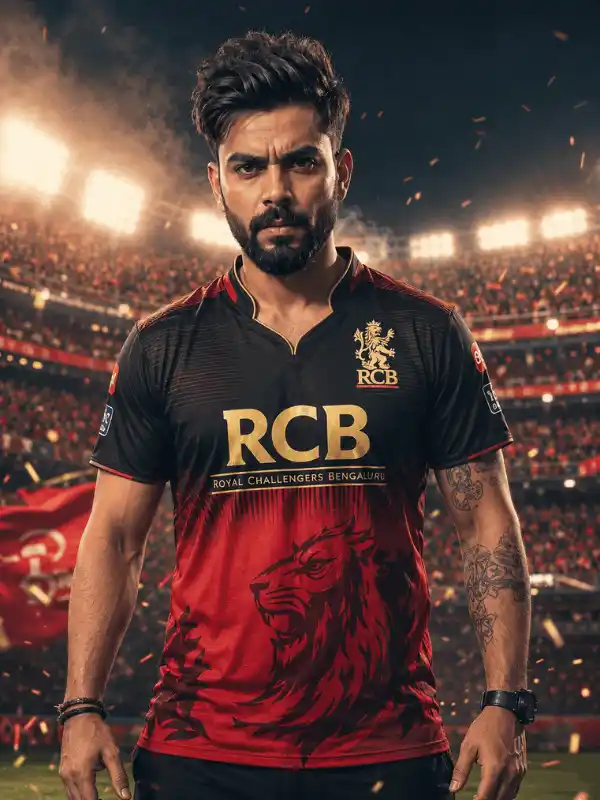 RCB fan stadium hero portrait created with rcb prompt for gemini