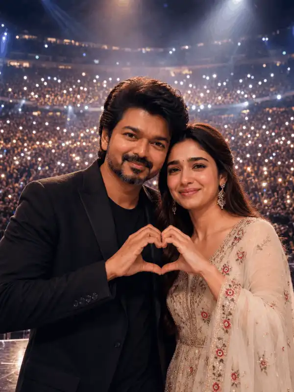 thalapathy vijay prompt gemini crowd lights shot.webp Thalapathy Vijay prompt Gemini concert image with glowing crowd lights and fan