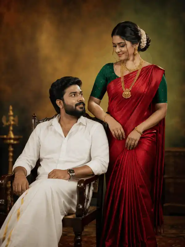 Traditional Indian couple portrait from a traditional couple prompt for Gemini AI