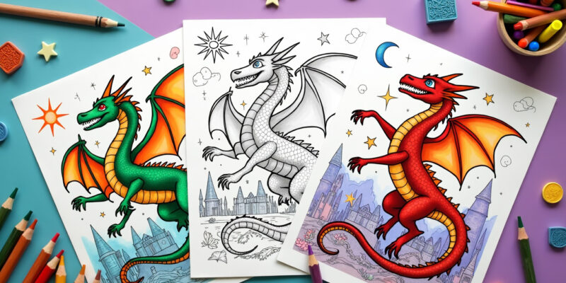 Fiery Dragon Coloring Pages for Kids | Free PDFs Printables