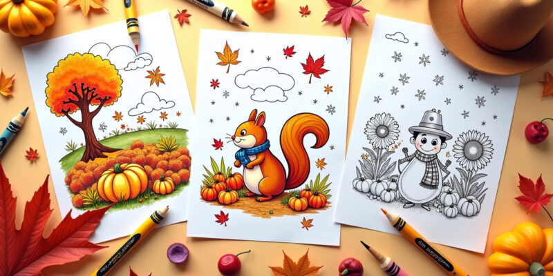 Cozy Fall Coloring Pages for Kids | Free PDFs Printables