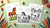 Educational Horse Coloring Pages for Motor Skills | Free PDFs Printables