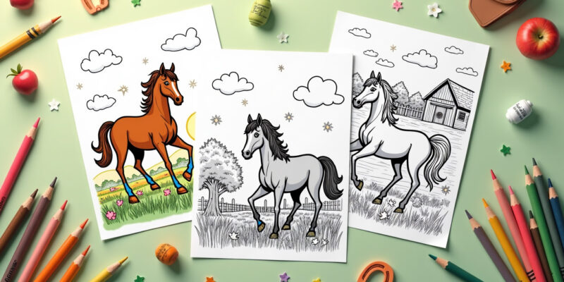 Educational Horse Coloring Pages for Motor Skills | Free PDFs Printables