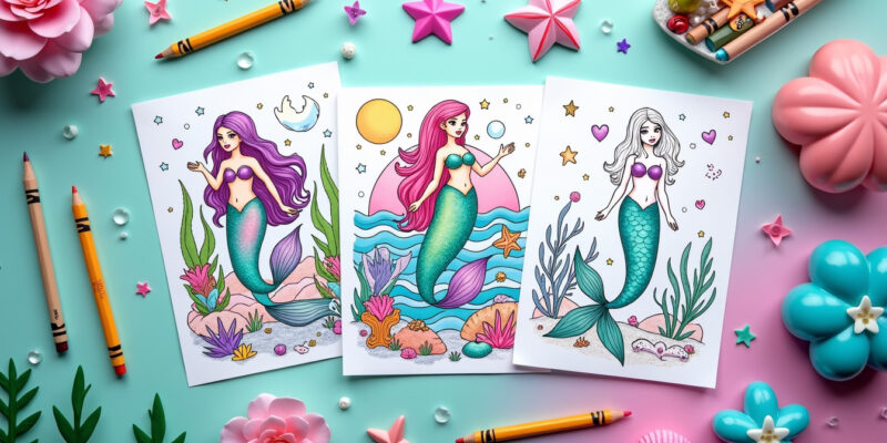 Oceanic Mermaid Coloring Pages for Kids | Free PDFs Printables