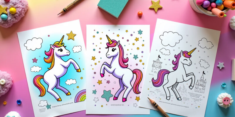 Magical Unicorn Coloring Pages for Kids | Free PDFs Printables
